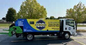 Commercial Garbage Can Cleaning colorful truck with branding