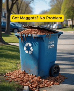 Garbage Can Surrounded by Maggots