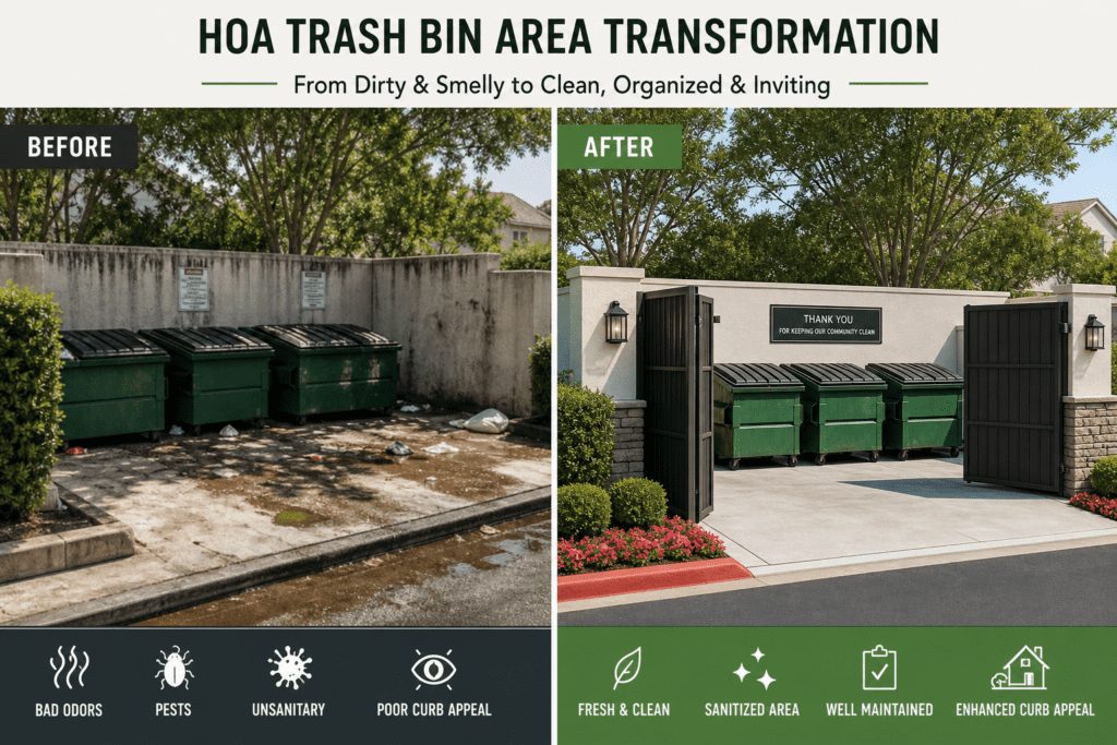 HOA Community before and after dumpster cleaning